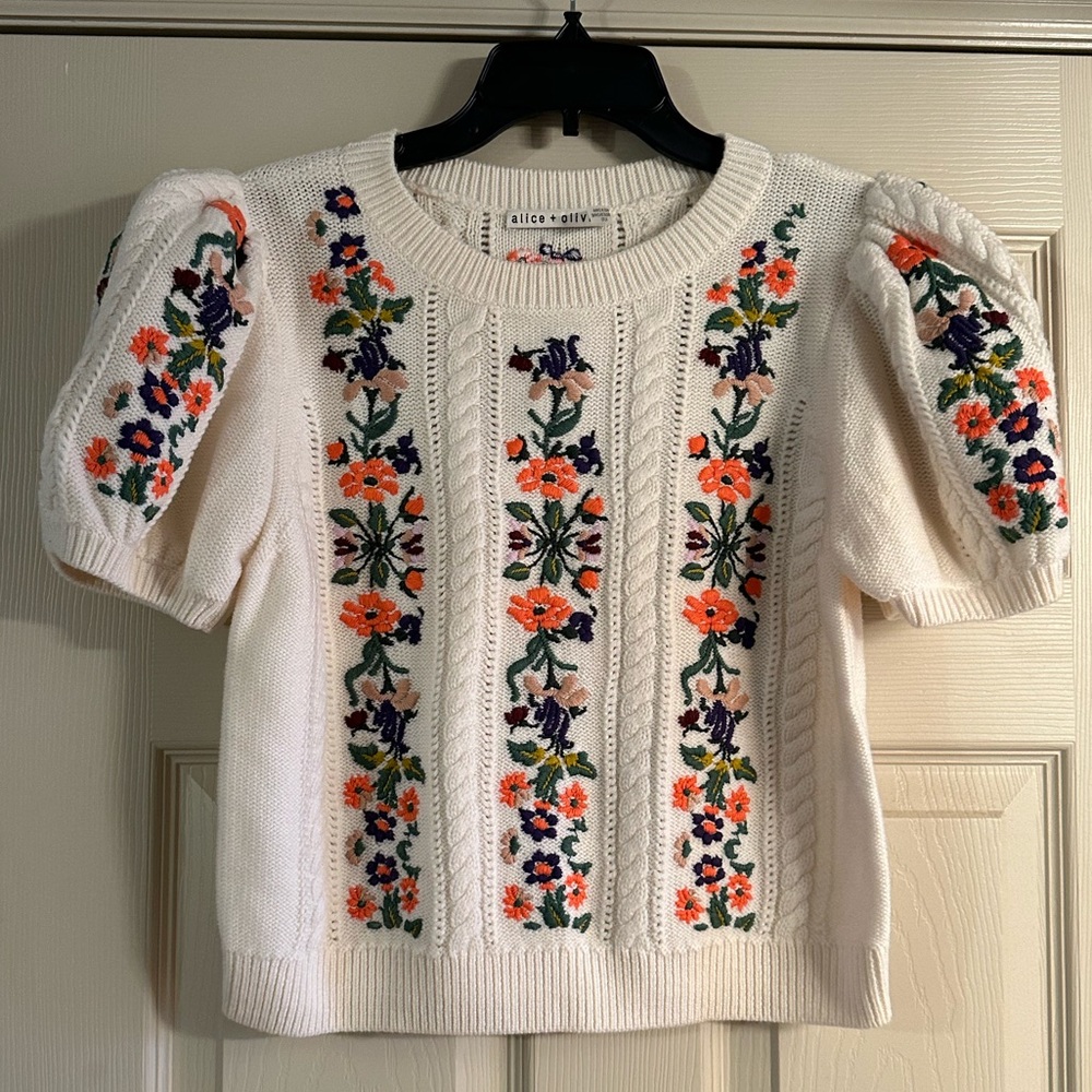 NWOT Alice + Olivia Daren Cotton & Wool Knit Crop Sweater